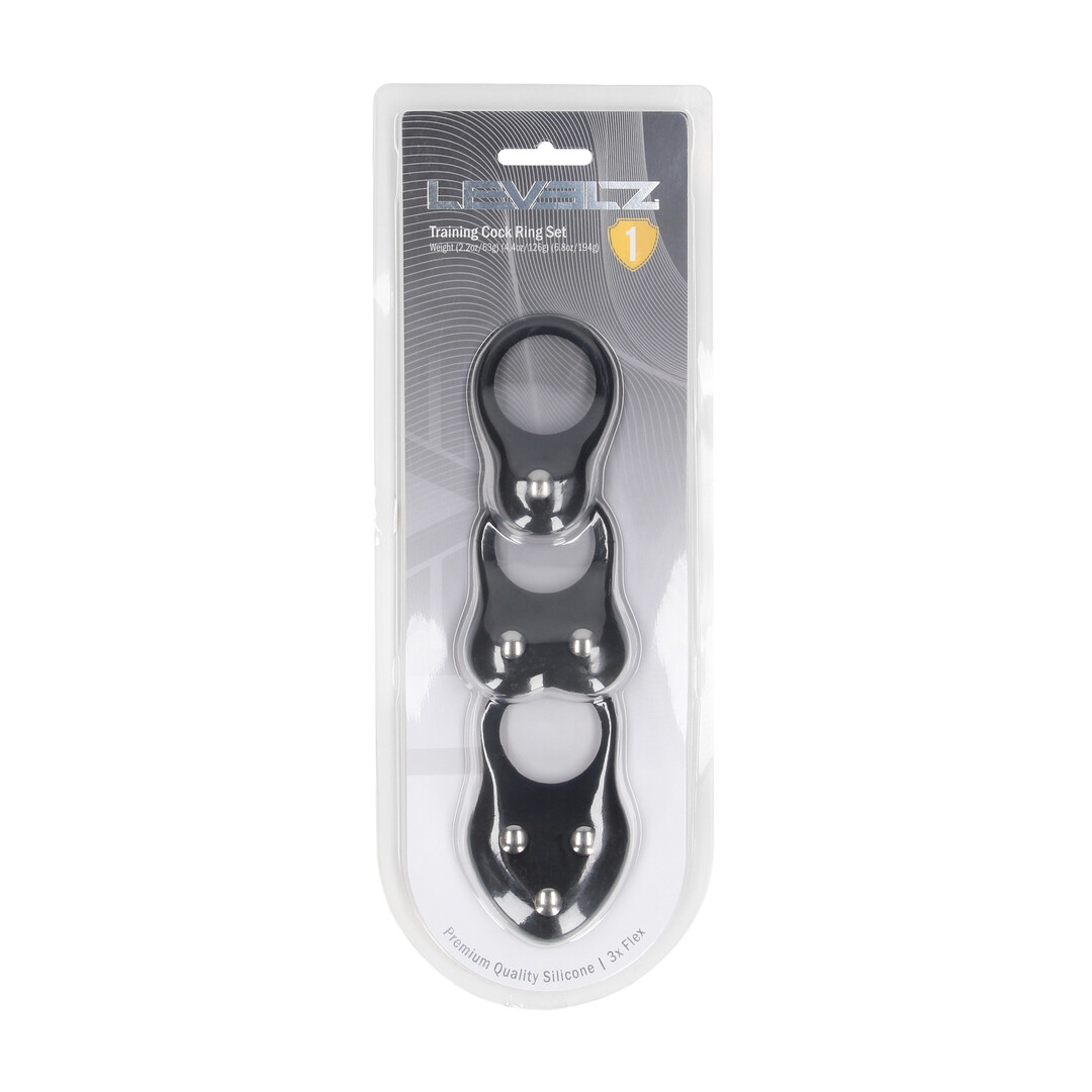 Siliconen Trainings Cockring Set van 3 - S/M/L - Zwart