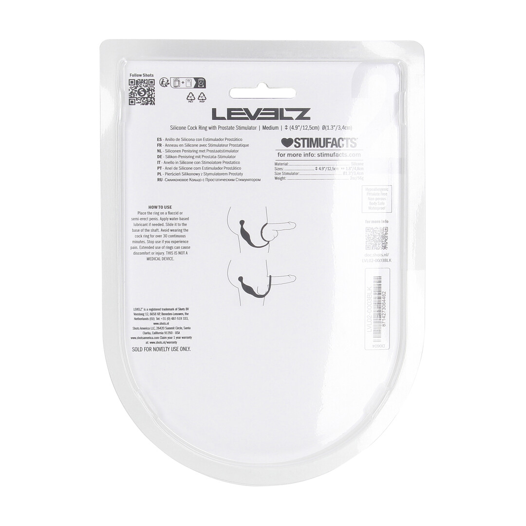 Siliconen Cockring met Prostaatstimulator - M - Zwart