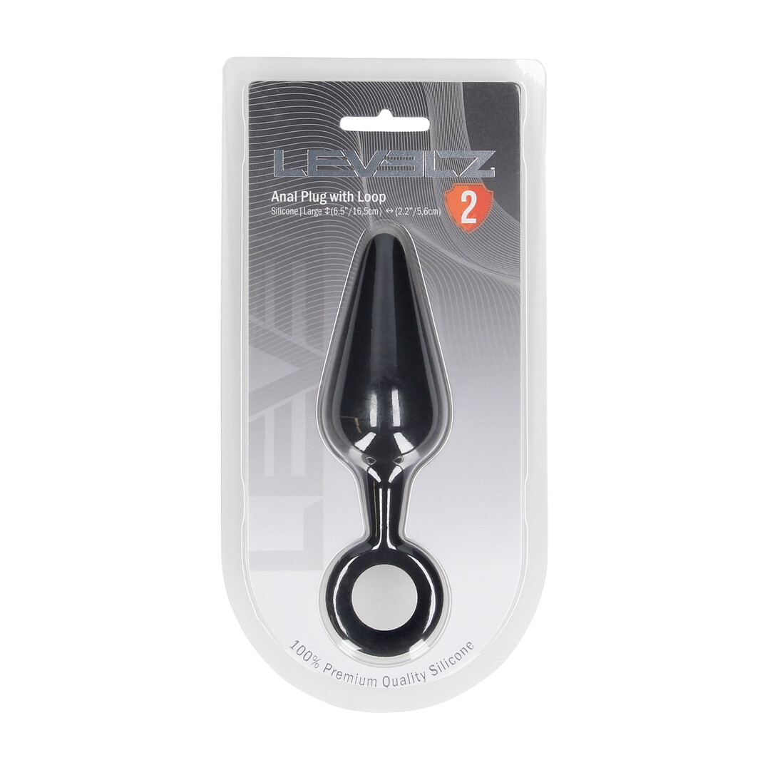 Siliconen Anale Plug met Lus - L - Zwart