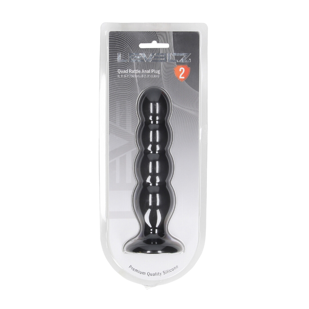 Quad Rattle Vloeibare Siliconen Anale Plug - XL - Zwart