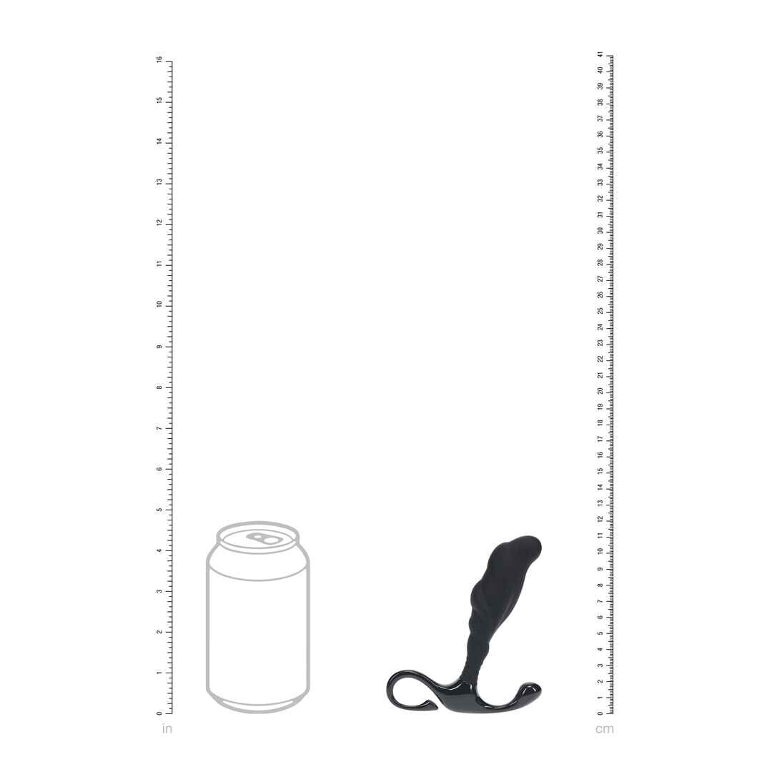 Geribbelde Hard Loop Silicone Prostaat Massager - M - Zwart