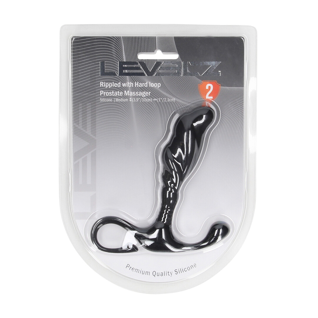 Geribbelde Hard Loop Silicone Prostaat Massager - M - Zwart