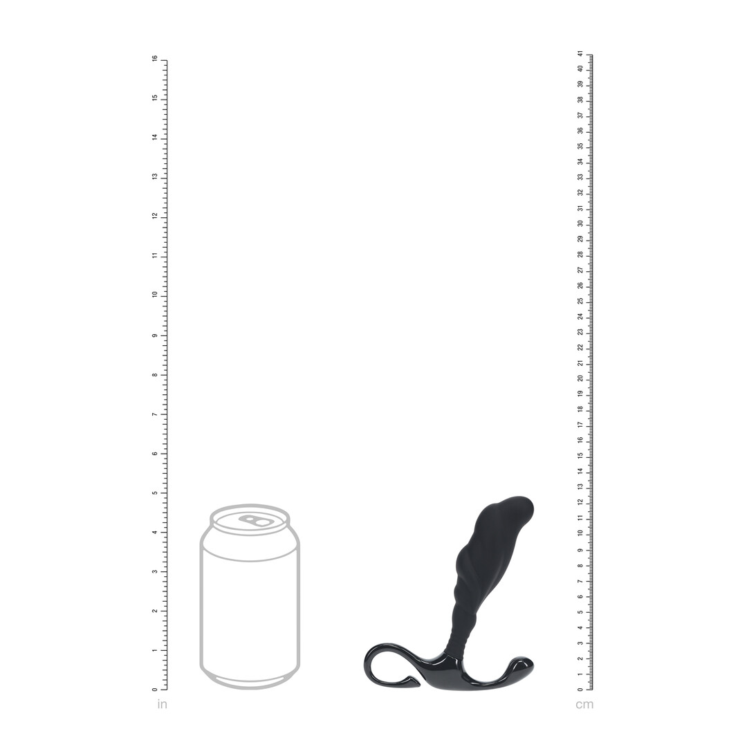 Geribbelde Hard Loop Silicone Prostaat Massager - L - Zwart