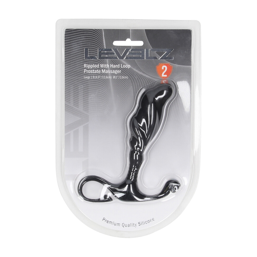 Geribbelde Hard Loop Silicone Prostaat Massager - L - Zwart