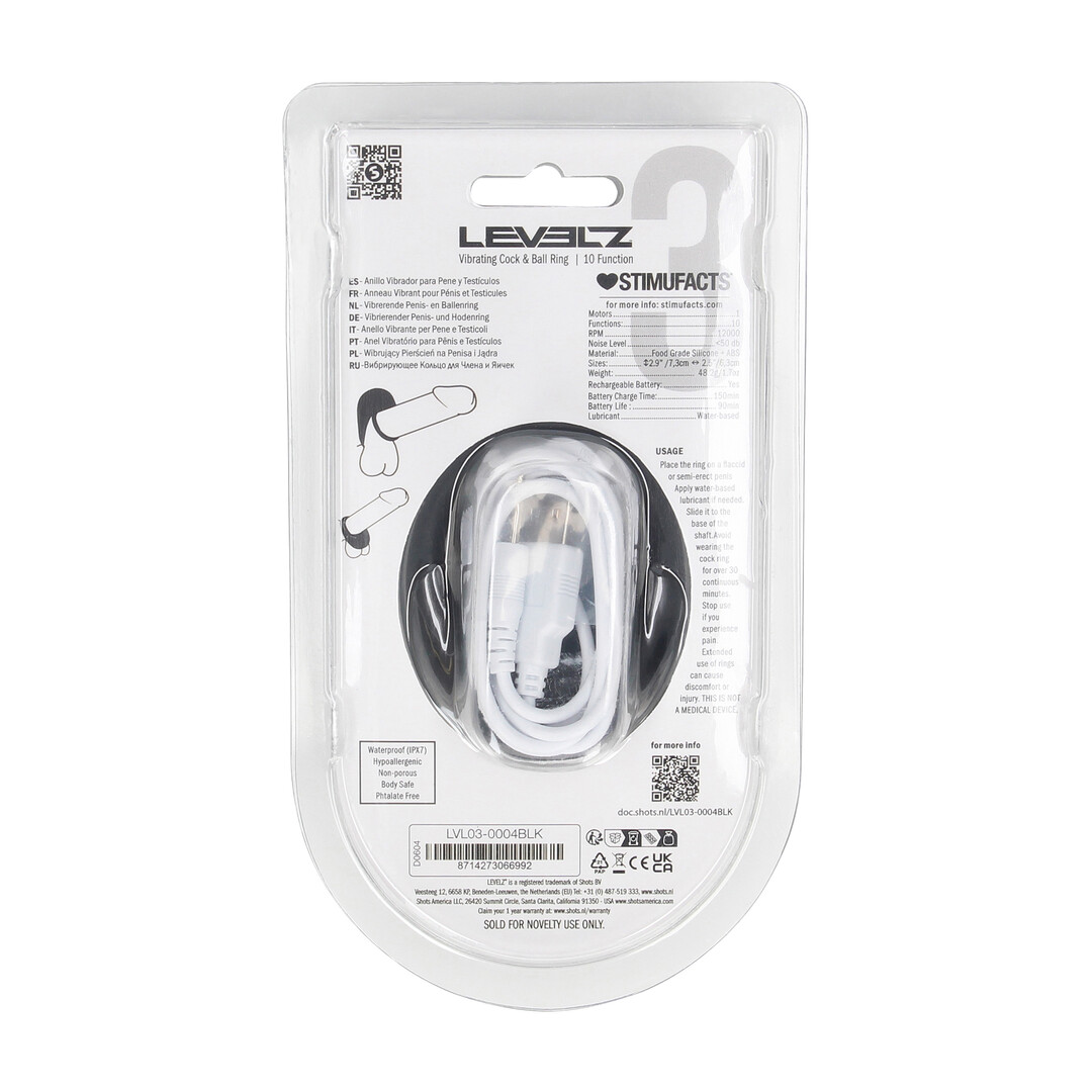 Levelz - Vibrerende Vloeibare Siliconen Cock- en Ballenring - Zwart