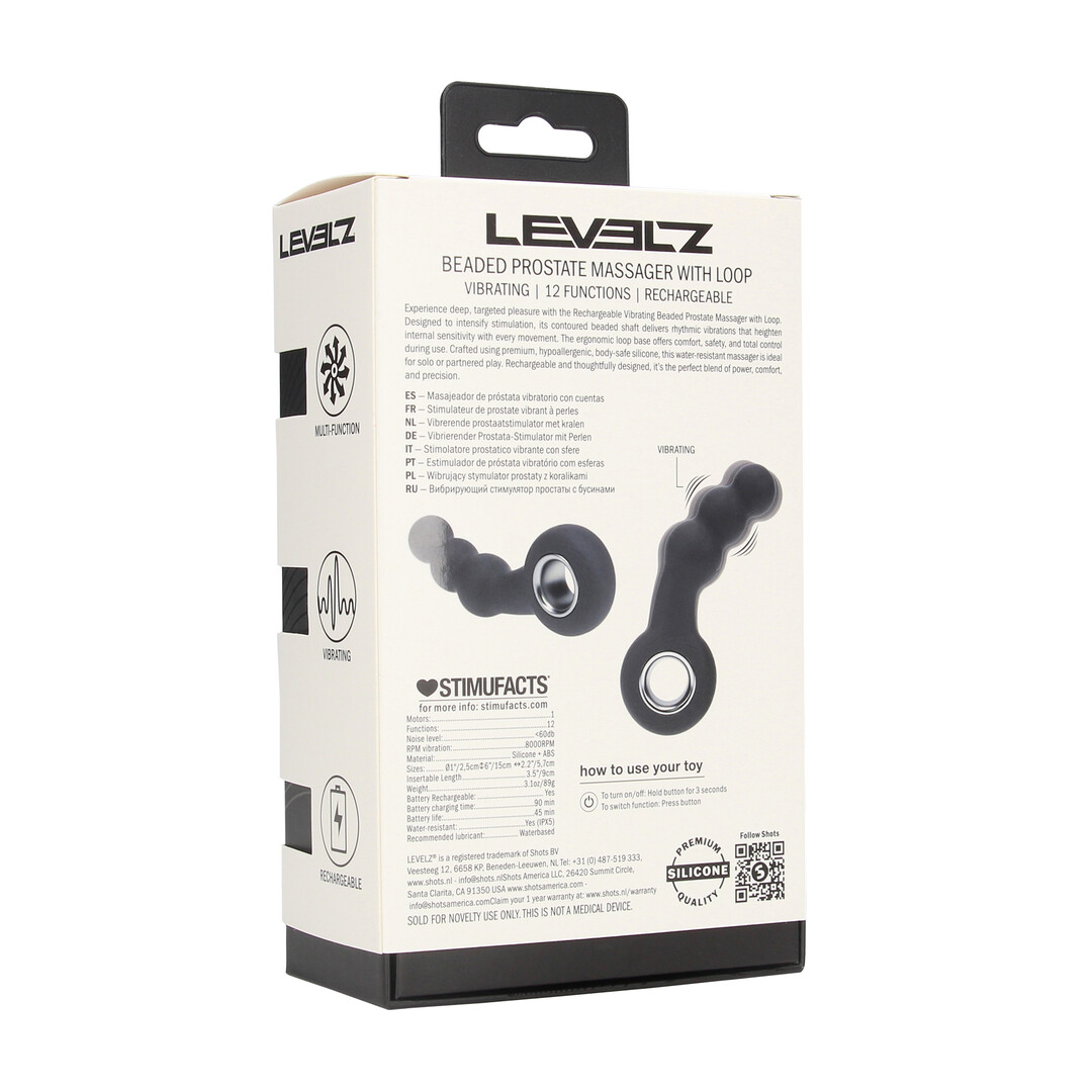 Levelz - Vibrerende Parelsilicone Prostaatmassager met Lussysteem - Zwart