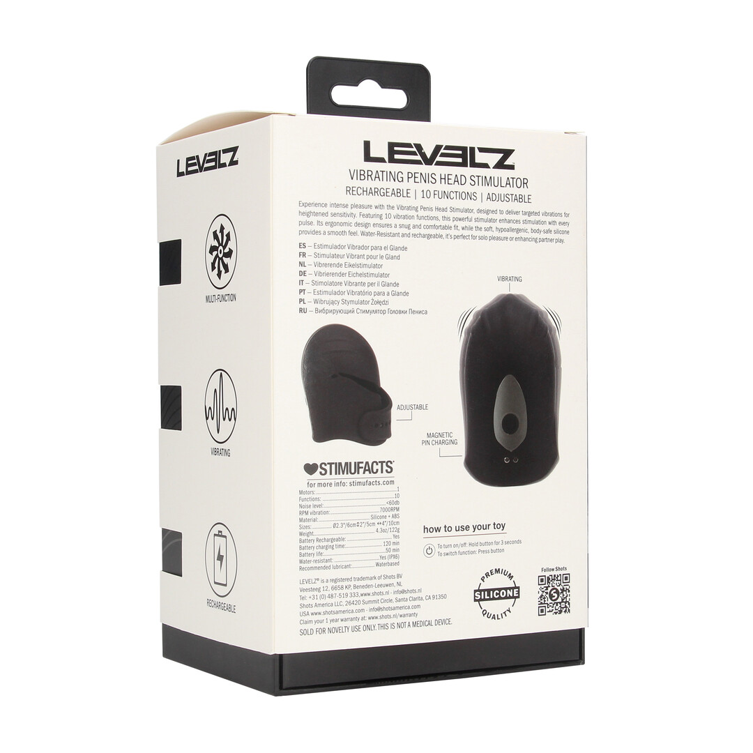 Levelz - Verstelbare Vibrerende Siliconen Penis Hoofd Stimulator - Zwart