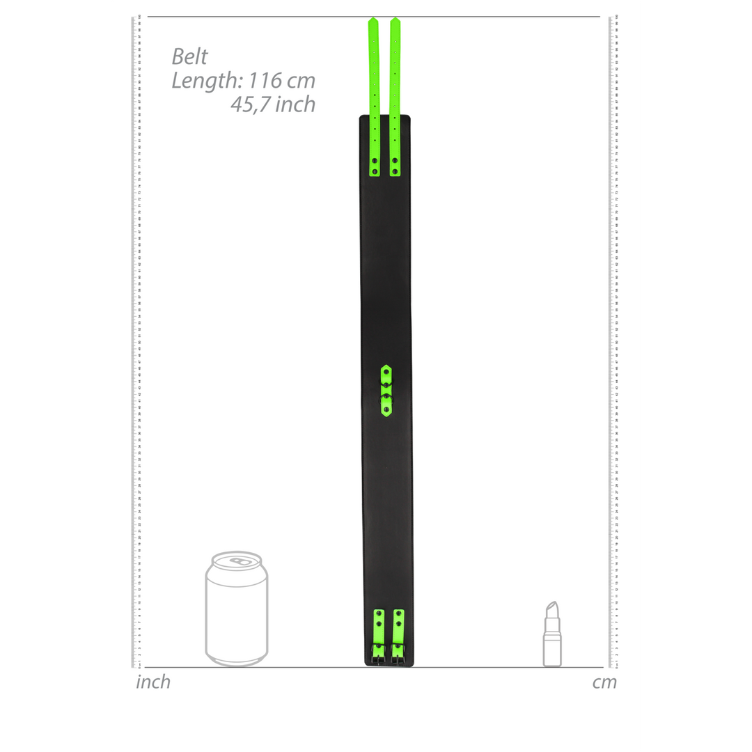 Dijbanden met riem en handboeien - Glow in the Dark - L/XL