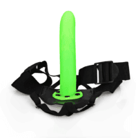 Ouch! - Glow in the Dark Textured Curved Hollow Strap-On - 8 / 20 cm - Neon Groen