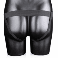 Ouch! - Geribbelde Hollow Strap-On met Ballen - 8 / 21 cm - Zwart