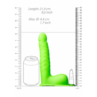 Ouch! - Glow in the Dark Ribbed Hollow Strap-On met Ballen - 8 / 21 cm - Neon Groen