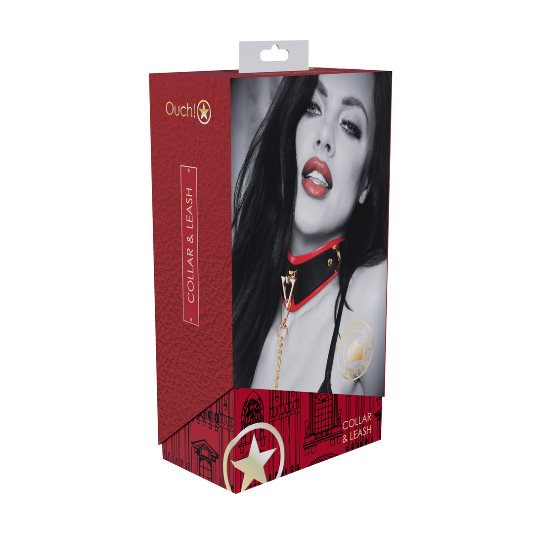 Milan Collectie - Halsband met Lijn - Zwart/Rood