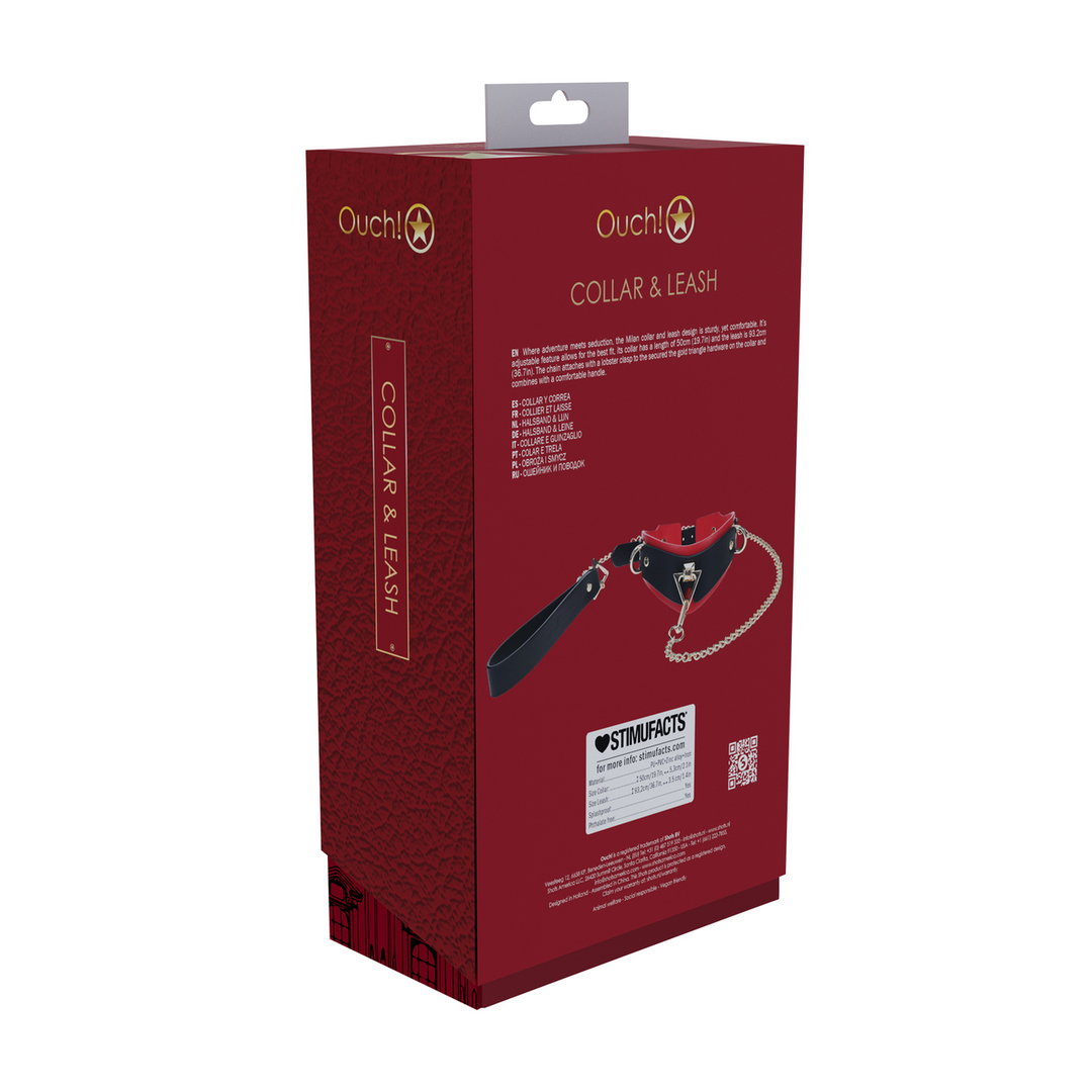 Milan Collectie - Halsband met Lijn - Zwart/Rood