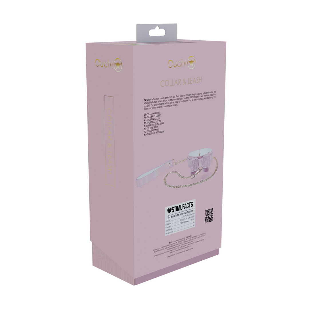 Paris Collectie - Halsband met Leash - Roze
