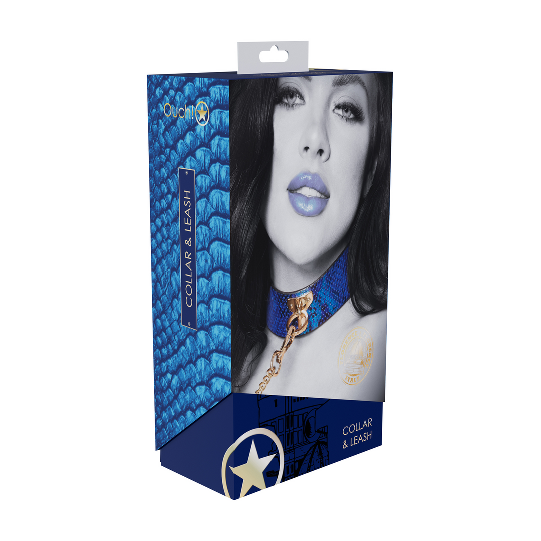 Florence Collectie - Halsband met Leash - Blauw
