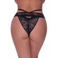 Peek-a-Boo Cheeky Panty - 2X - Black