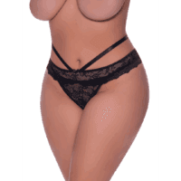 Peek-a-Boo Cheeky Panty - 2X - Black