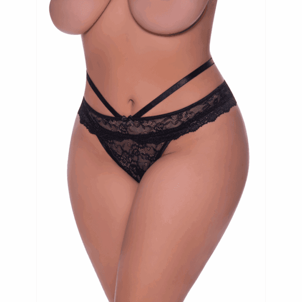 Peek-a-Boo Cheeky Panty - 2X - Black