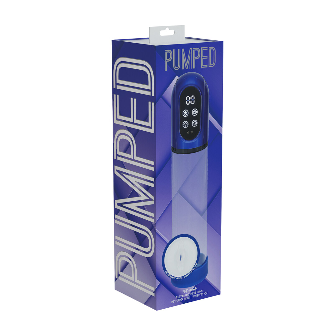 Engage - Automatische Waterdichte Penis Pomp en Masturbator - Metallic Blauw