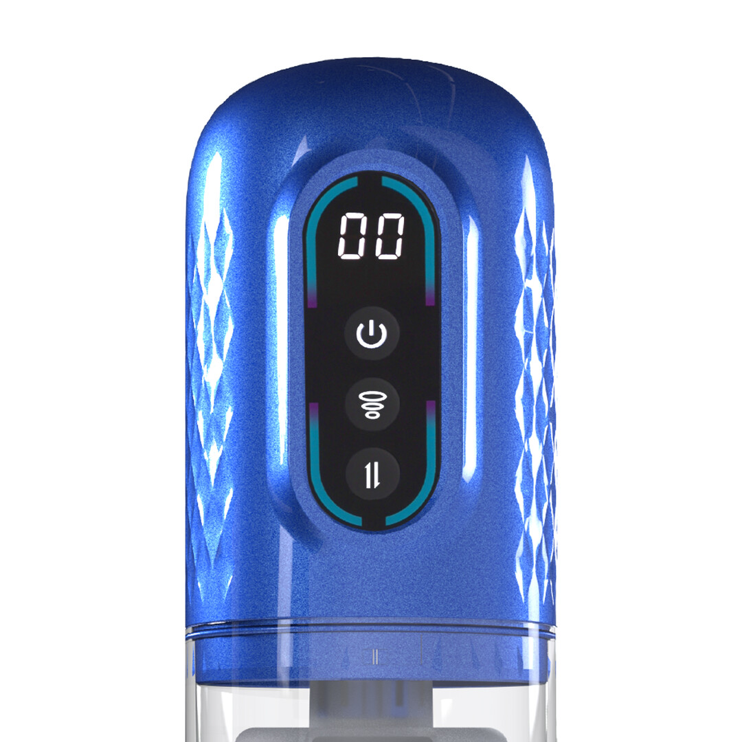 Vortex - Suction Rotation and Thrusting Masturbator Pump - Metallic Blue