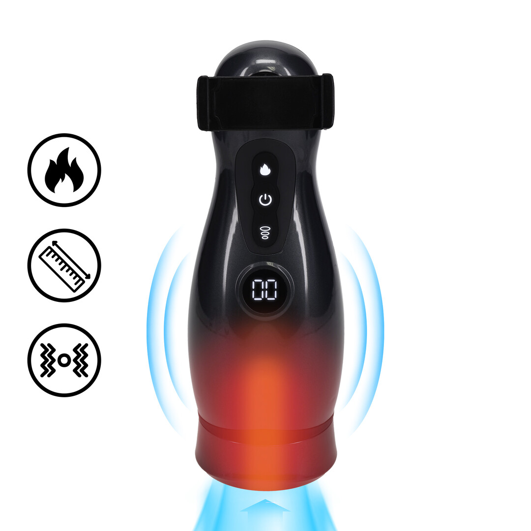 Virtuo - Suction and Vibration Masturbator Pump with Phone Attachment - Gun Metal