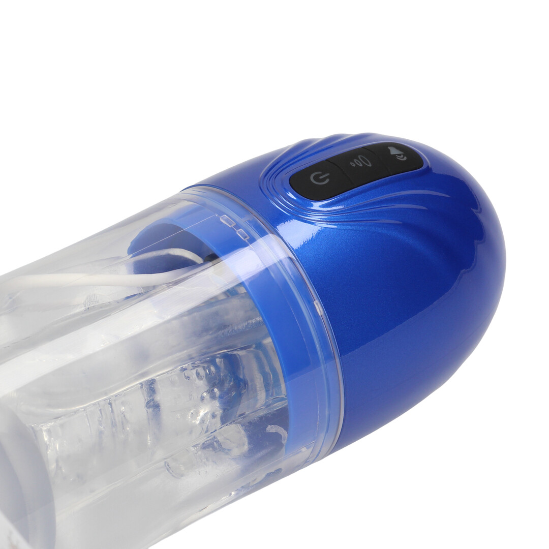 SonicPull - Zuig- en Trillingsmasturbator Pomp - Multimedia Verbeterd - Metallic Blauw