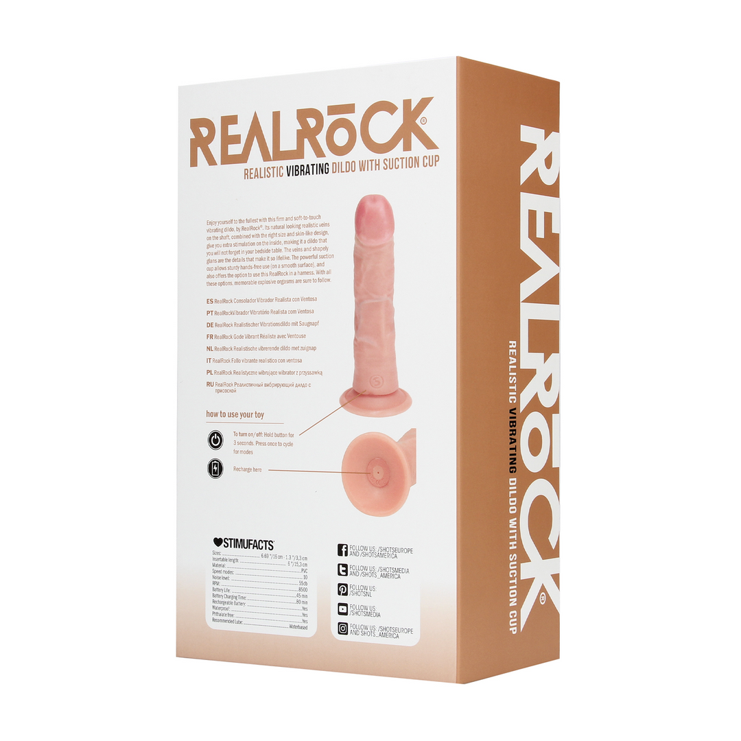 Ultra Realistic Skin - Vibrerende Regelmatige Gebogen Dildo - 6 / 15,5 cm - Vlees