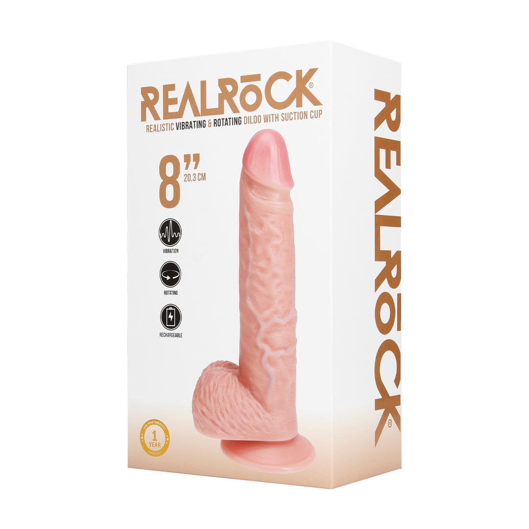 Ultra Realistic Skin - Vibrerende en Draaiende Rechte Cock met Ballen - 8 / 20,5 cm - Vlees