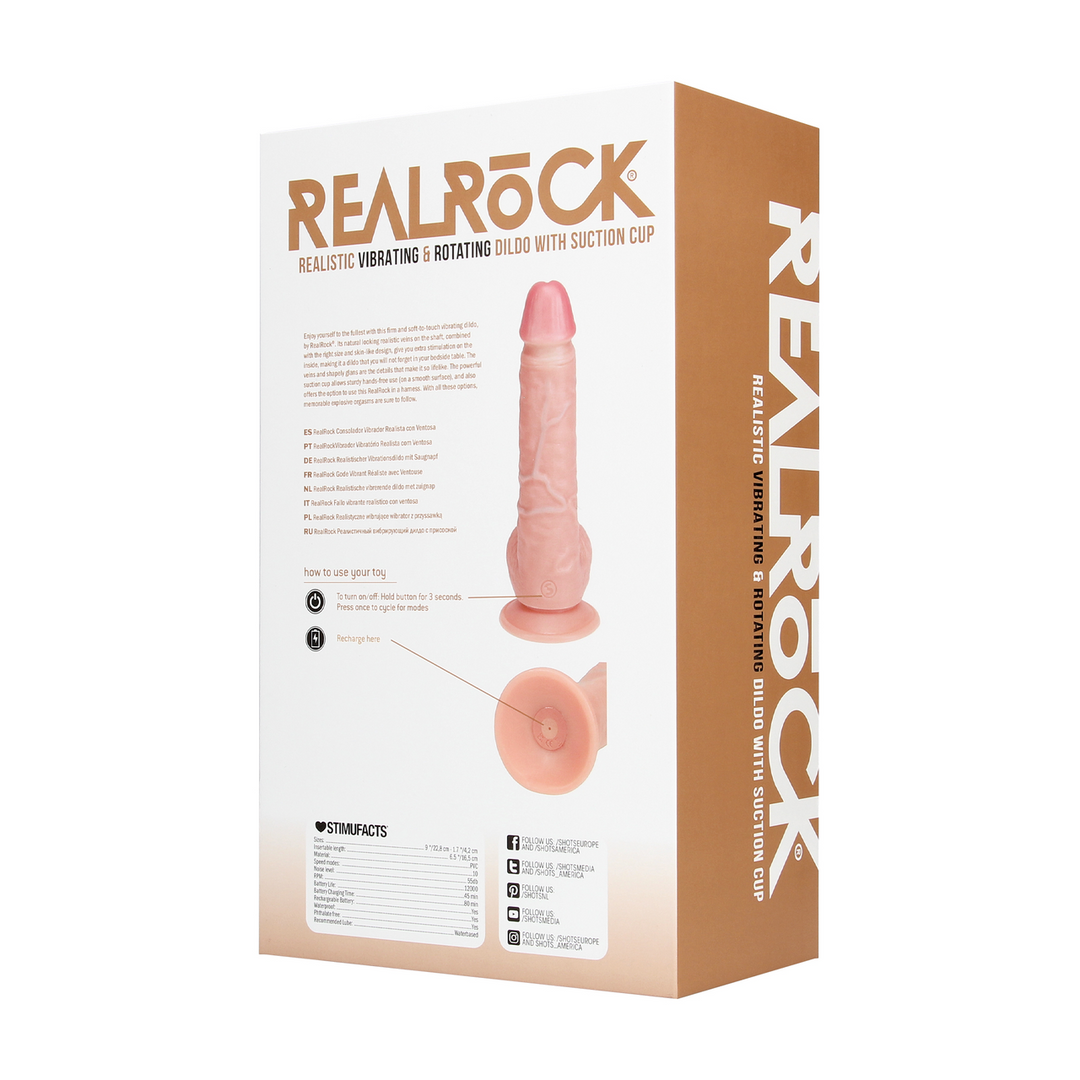 Ultra Realistic Skin - Vibrerende en Draaiende Rechte Cock met Ballen - 8 / 20,5 cm - Vlees