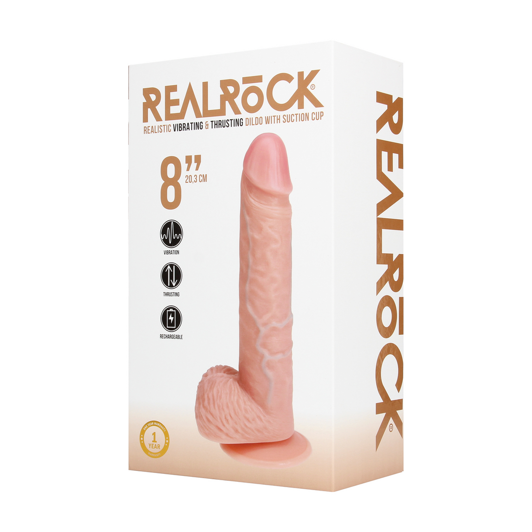 Ultra Realistic Skin - Vibrerende en Duwende Rechte Penis met Ballen - 8 / 20,5 cm - Vlees