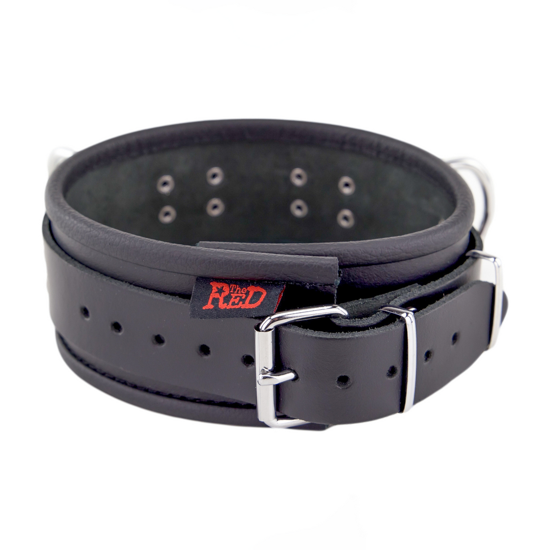 Leren Ketting 3 D Ringen - Zwart