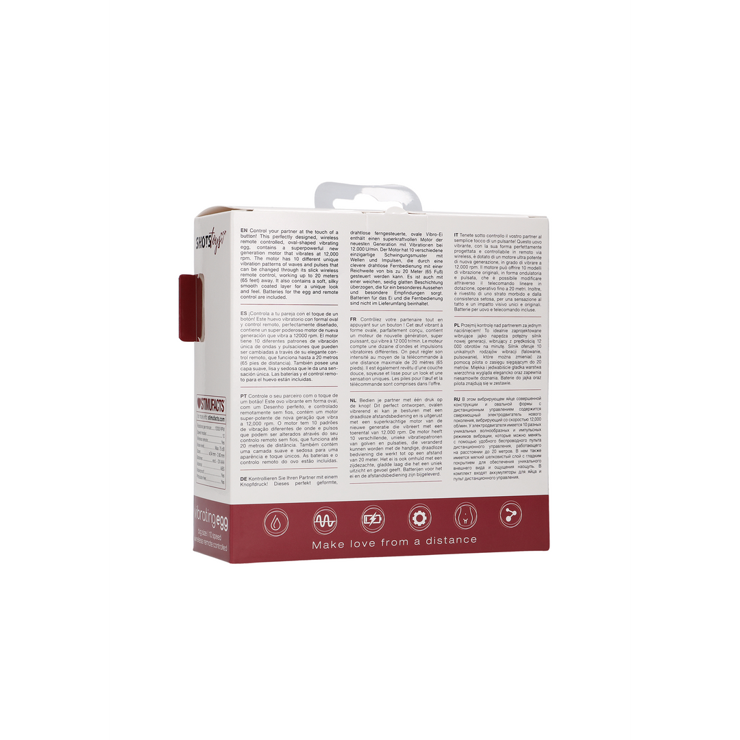 Toys by Shots - Vibrerende Ei met 10 Snelheden en Afstandsbediening - L - Rood
