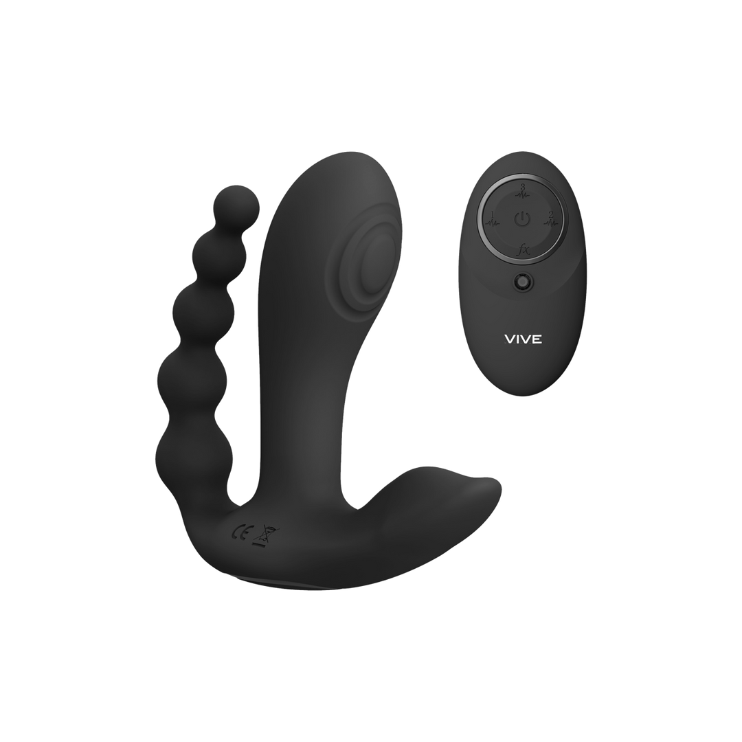 VIVE - Kata - Pulse Wave  Vibrerende Dubbele Penetratie Vibrator - Zwart