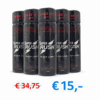 5x super rush black label tall poppers 24ml